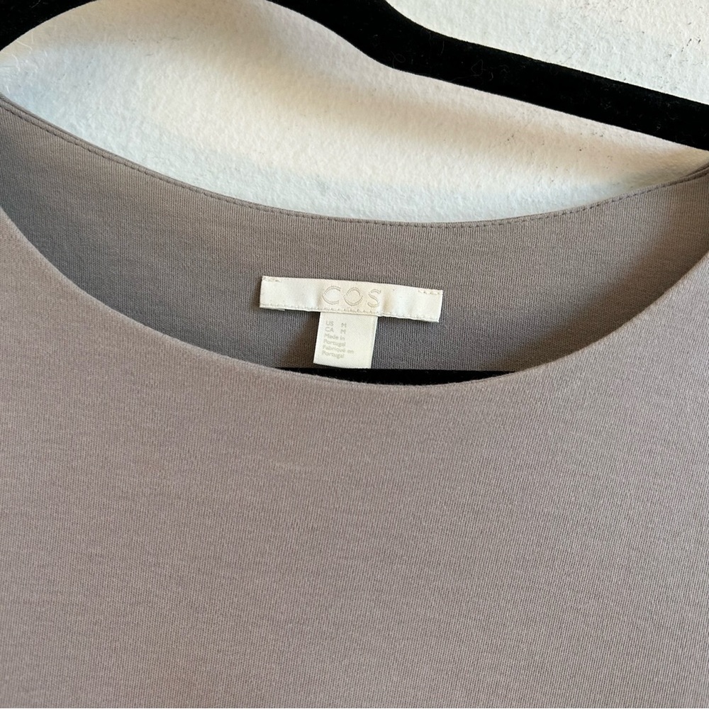 COS Sz M Grey Asymmetrical Lagenlook Cotton Sleeveless Mini Dress - Picture 4 of 8